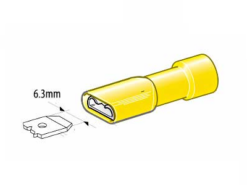 Flatstiftshylse 6,3 mm gul hunn isolert 4-6 mm² (10 stk.)
