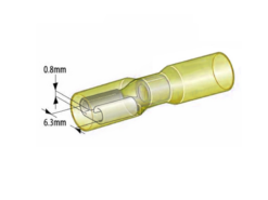 Flatstiftshylse 6,3 mm gul hunn krymp m/lim 4-6 mm² (5 stk.)