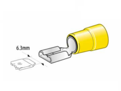 Flatstiftshylse 6,3 mm gul hunn 4-6 mm² (50 stk.)