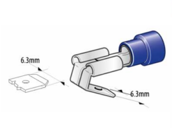 Flatstift dobbel 6,3 mm blå dobbel 1,5-2,5 mm² (50 stk.)