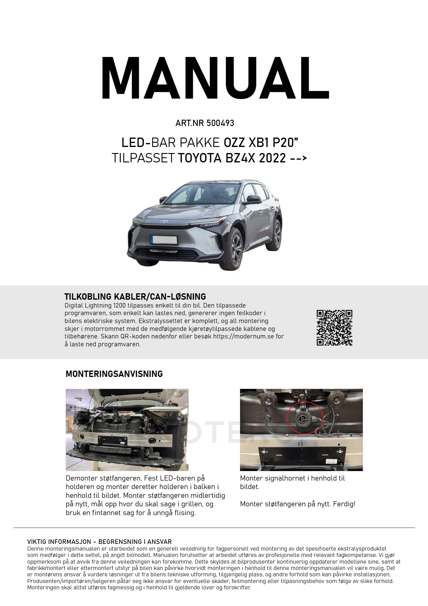 OZZ Toyota bZ4X 2022+ Grillkit - Bilde 3