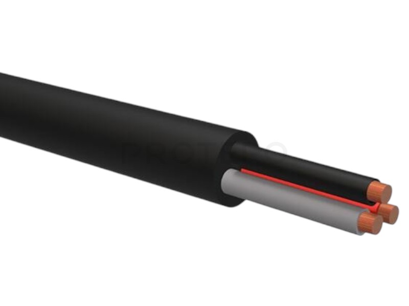 3-leder Kabel Sort – 3x1,5mm² (50m)